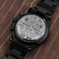 Engraved Black Chronograph Watch - Son