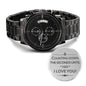 Engraved Black Chronograph Watch - Counting Down The Seconds -  Husband To Be
