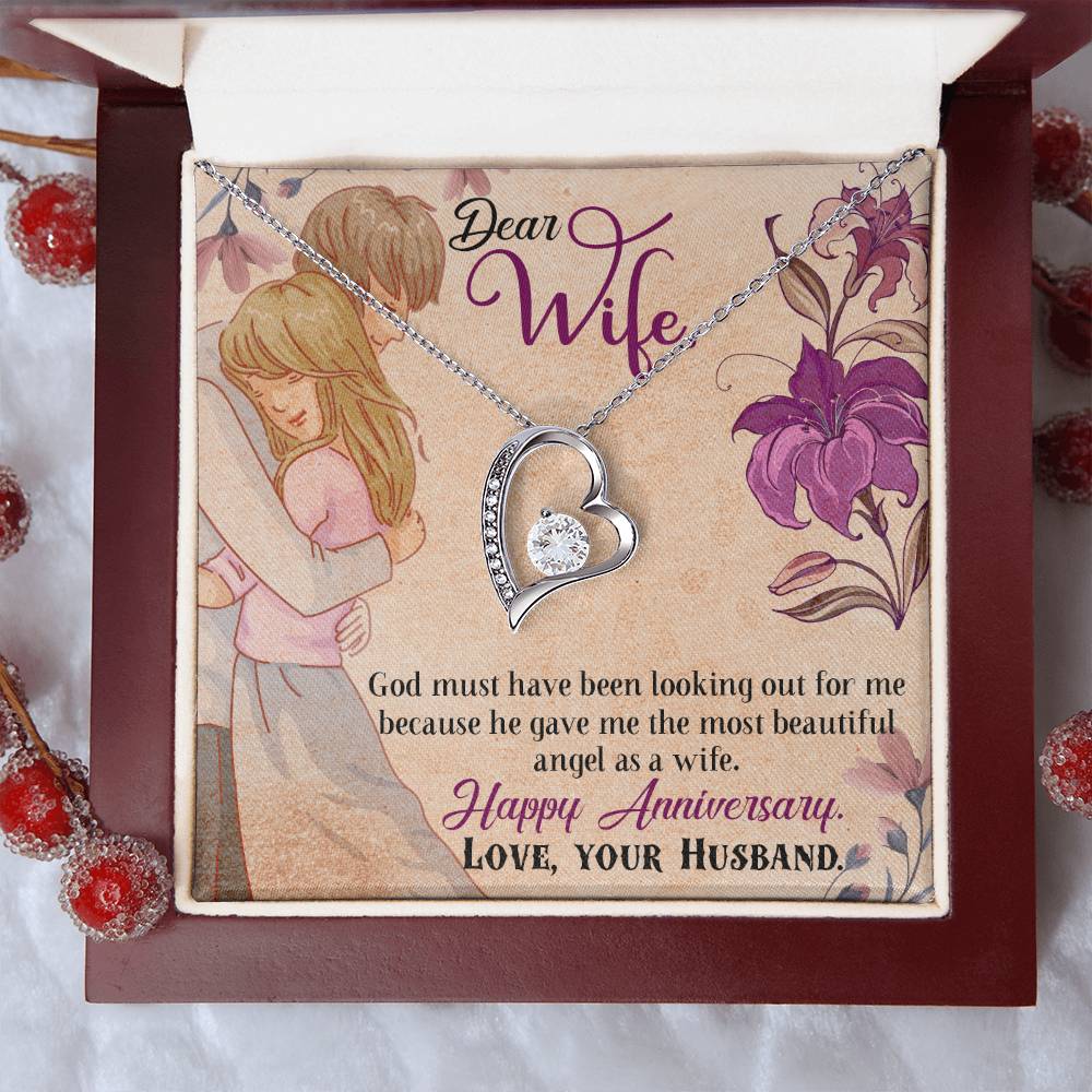 Forever Love Necklace - Angel Happy Anniversary Wife