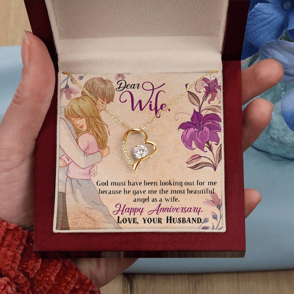 Forever Love Necklace - Angel Happy Anniversary Wife