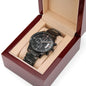 Engraved Black Chronograph Watch - StepSon