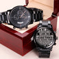 Engraved Black Chronograph Watch - Son