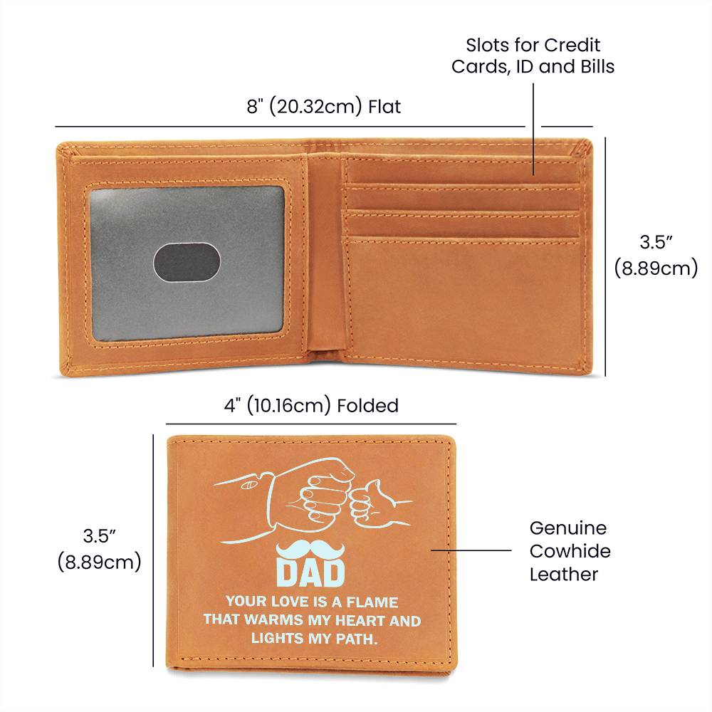 Engraved Wallet - Love is A Flame Dad