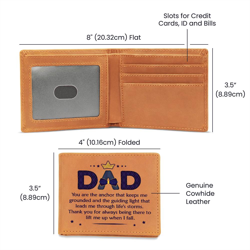 Engraved Wallet - You are the anchor Dad