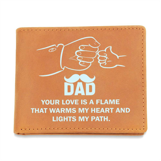 Engraved Wallet - Love is A Flame Dad