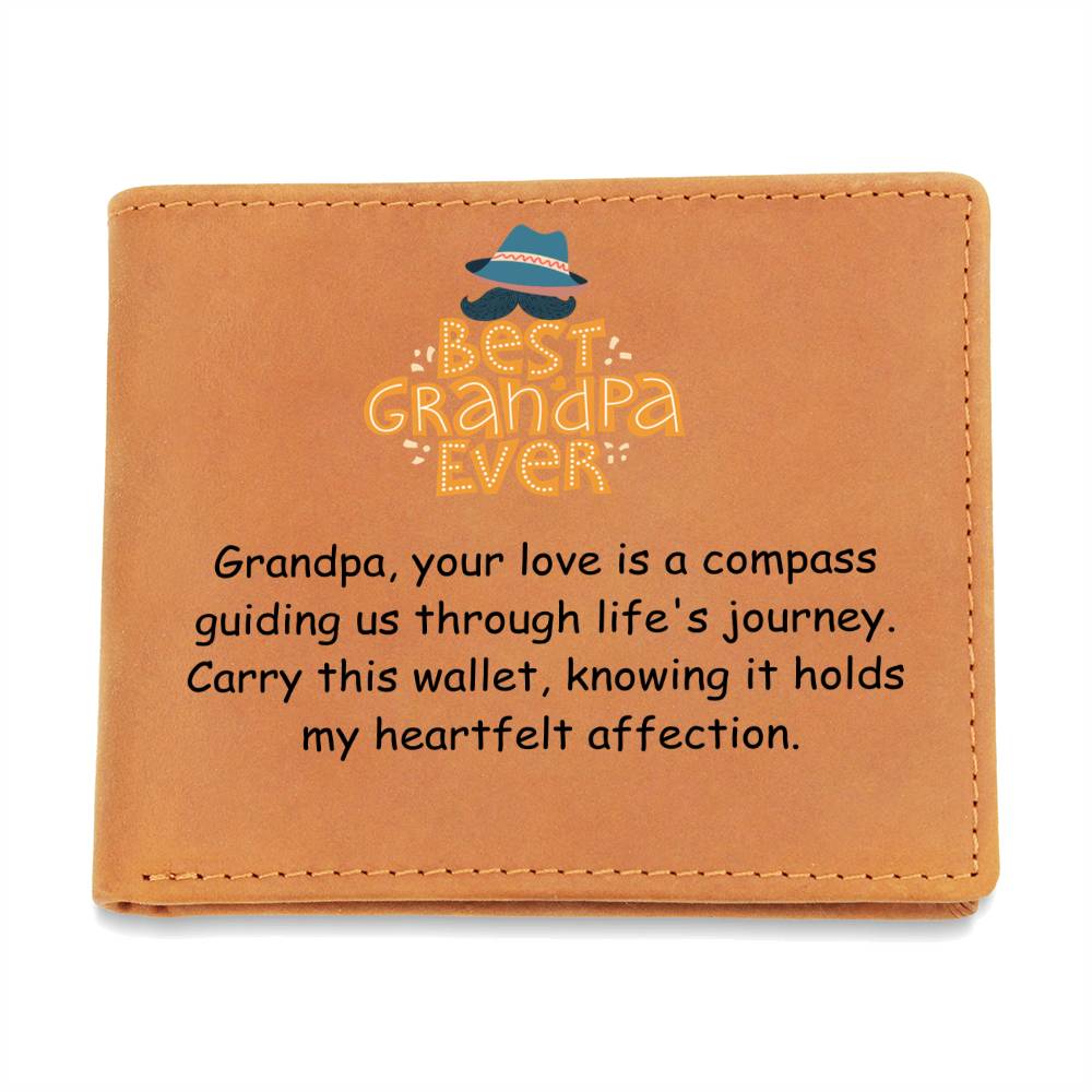 Engraved Wallet - Love Is a Compass Grandpa