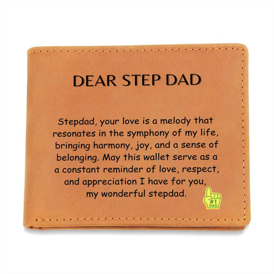 Engraved Wallet - Love is a Melody Step Dad
