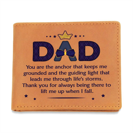 Engraved Wallet - You are the anchor Dad