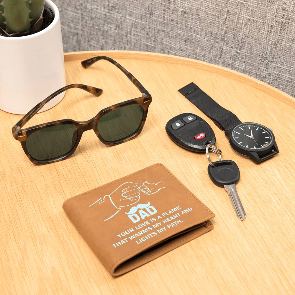 Engraved Wallet - Love is A Flame Dad