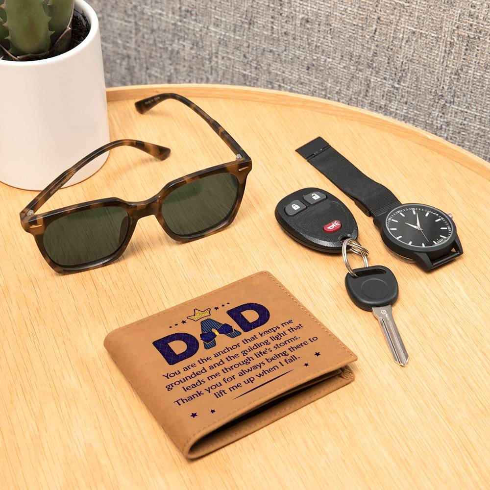 Engraved Wallet - You are the anchor Dad