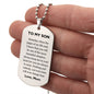Engraved Dog Tag Necklace - Son from Mom