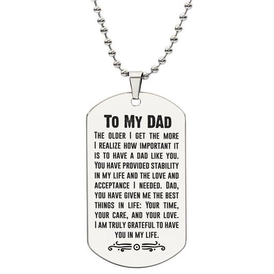 Engraved Dog Tag Necklace = For Dad