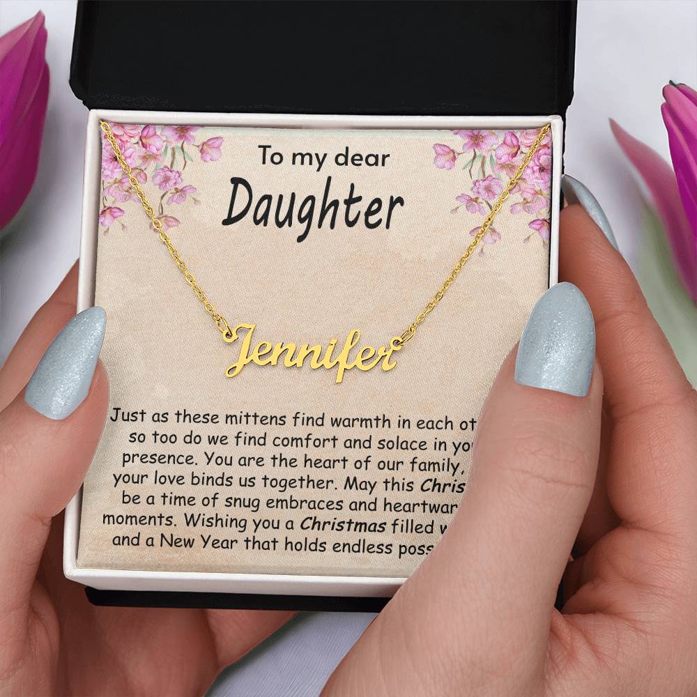 Custom Name Necklace - Mittens of Warmth Daughter