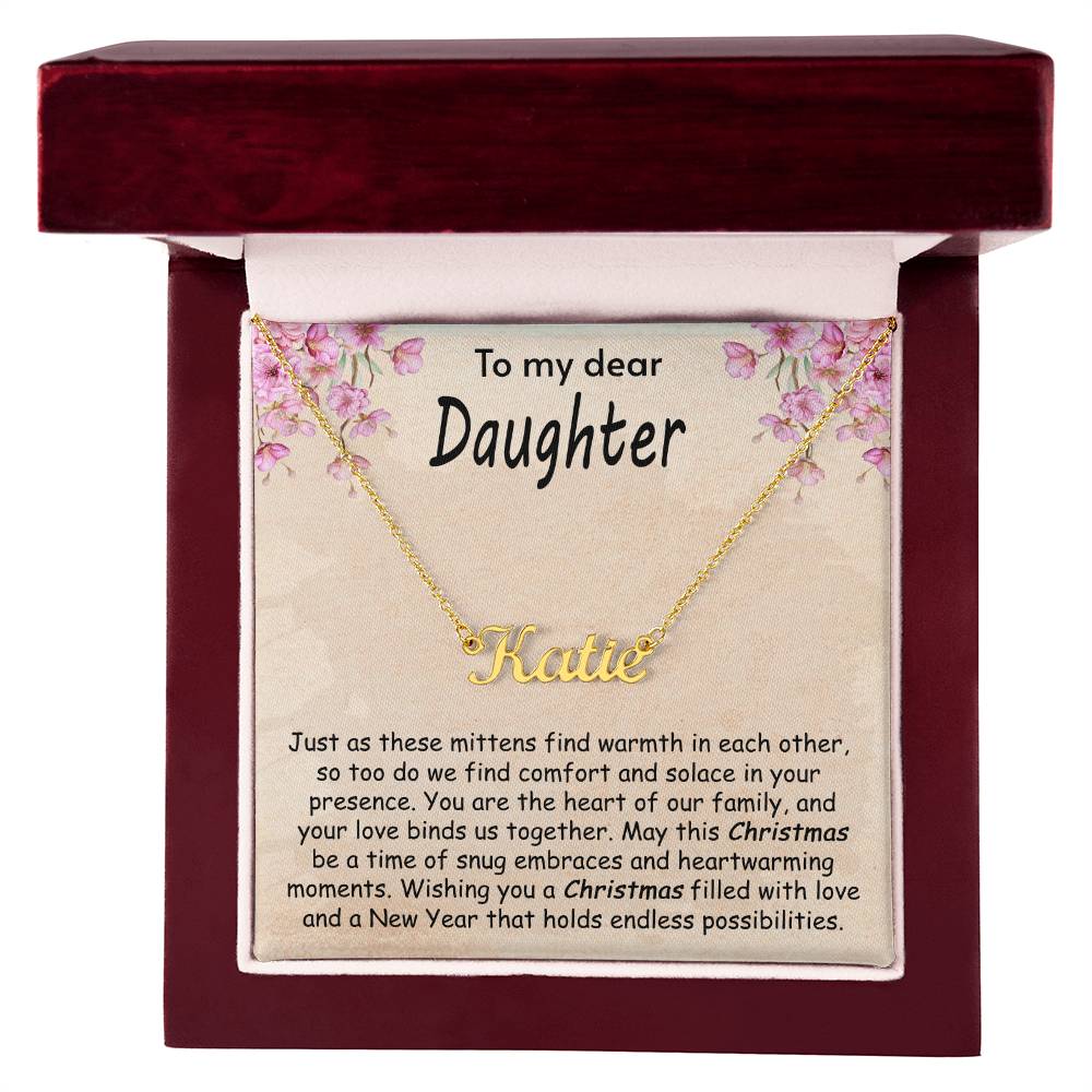 Custom Name Necklace - Mittens of Warmth Daughter