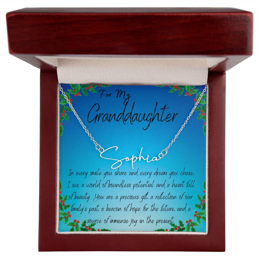 Signature Name Necklace - Squeezed Pendant Granddaughter