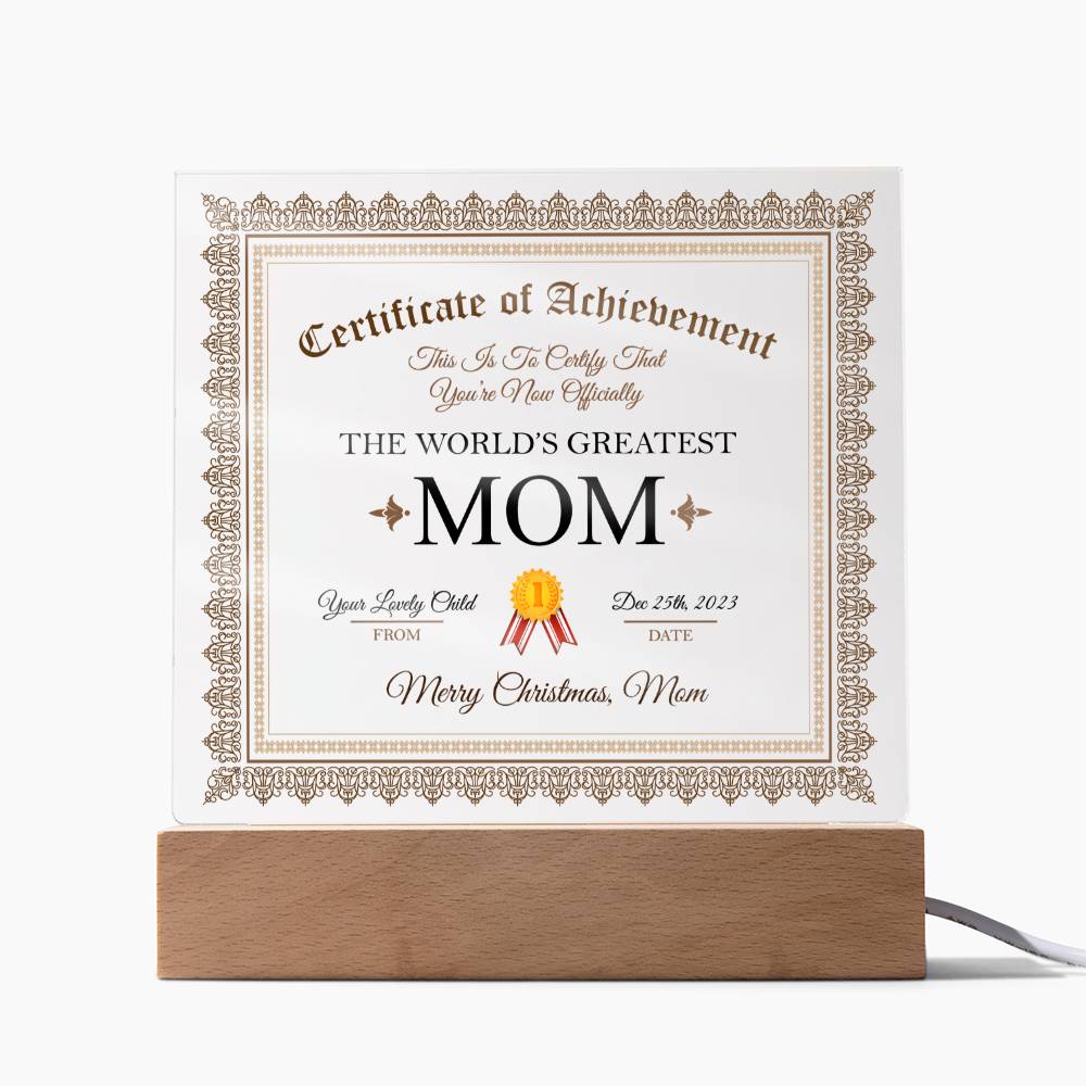Certificate of Achievement: World's Greatest Mom (Best Selling)
