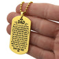 Engraved Dog Tag Necklace - To My Dad