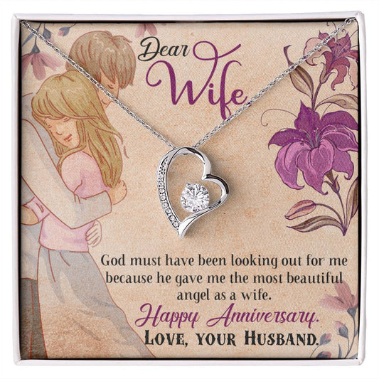 Forever Love Necklace - Angel Happy Anniversary Wife