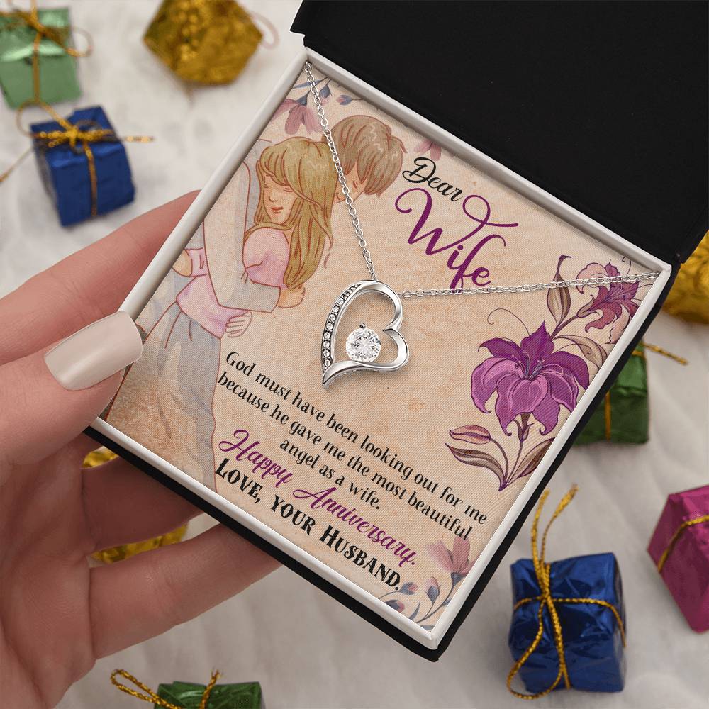 Forever Love Necklace - Angel Happy Anniversary Wife