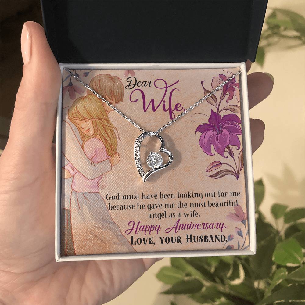 Forever Love Necklace - Angel Happy Anniversary Wife