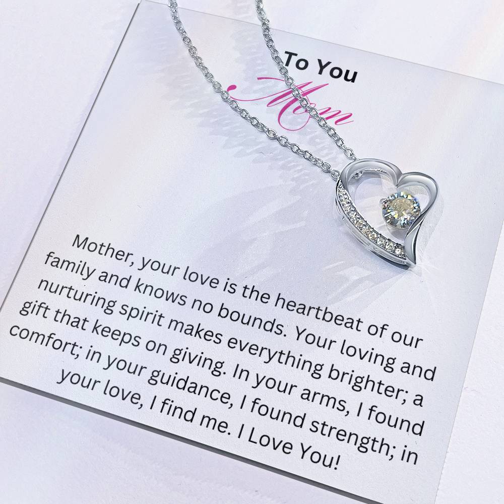 Forever Love Necklace- Love is the Heartbeat Mom