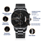 Engraved Black Chronograph Watch - Son