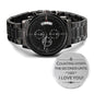 Engraved Black Chronograph Watch - Counting Down The Seconds -  Husband To Be