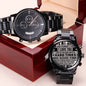 Engraved Black Chronograph Watch - Son