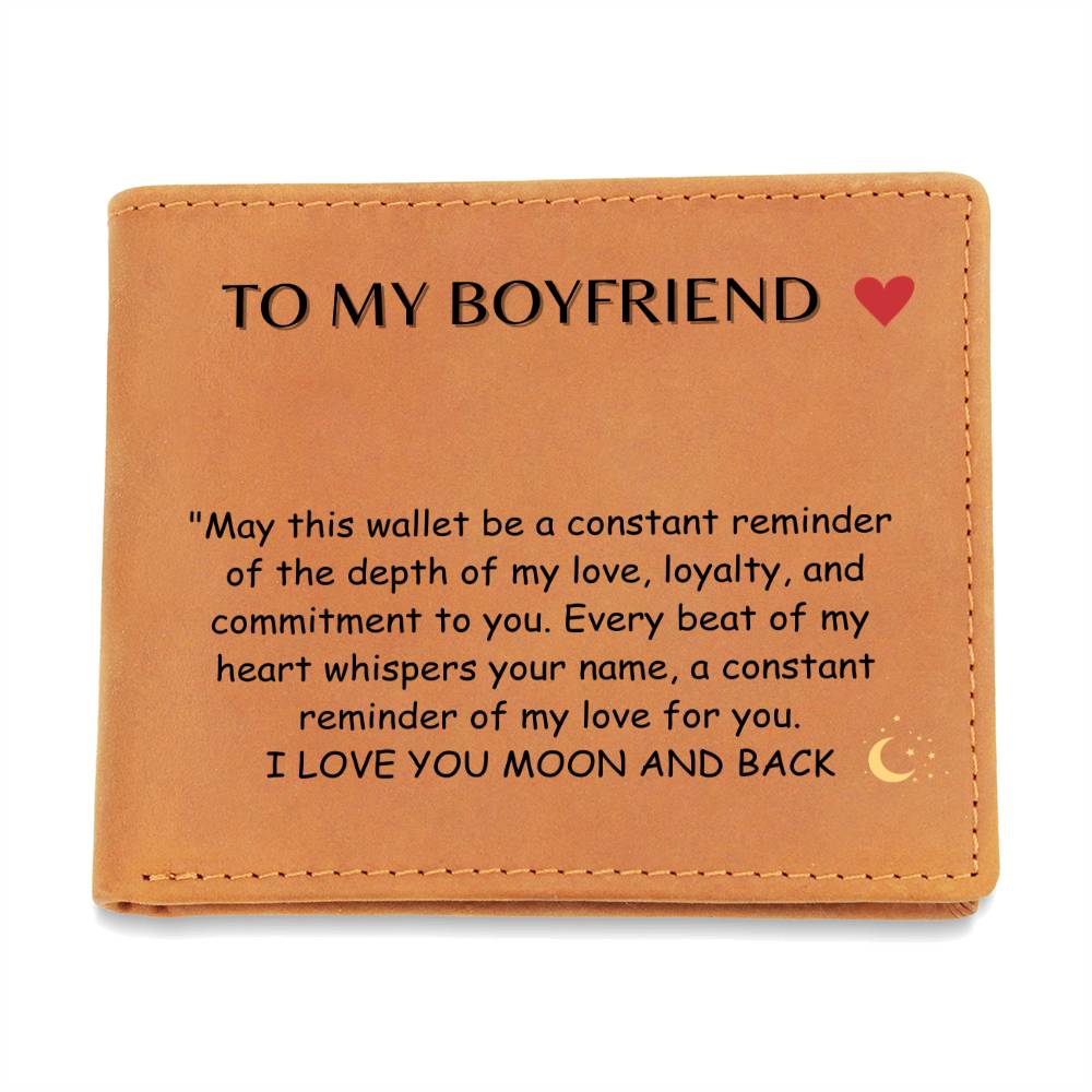 Engraved Wallet - Moon and Back Boyfriend