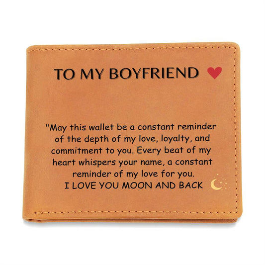 Engraved Wallet - Moon and Back Boyfriend