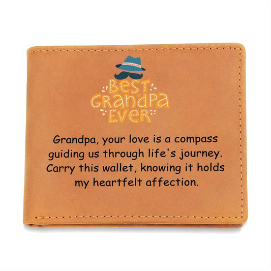 Engraved Wallet - Love Is a Compass Grandpa