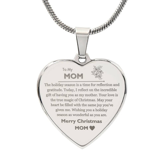 Engraved Heart Necklace - Reflection and Gratitude Mom