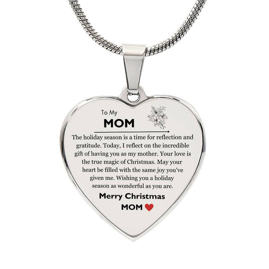 Engraved Heart Necklace - Christmas Present Reflection For Mom