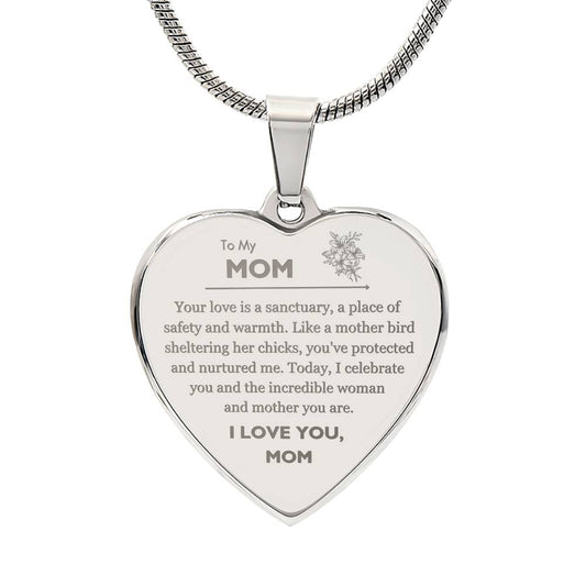 Engraved Heart Necklace - You Love is a Sanctuary Mom