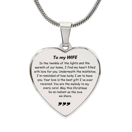 Engraved Heart Necklace - Twinkle of the Lights Xmas Wife