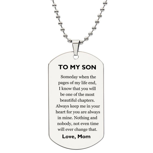 Engraved Dog Tag Necklace - Son from Mom