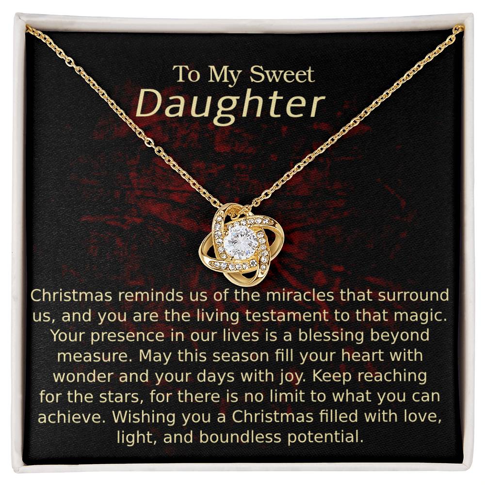 Love Knot Necklace - Merry Christmas Miracles Sweet Daughter