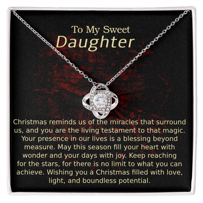 Love Knot Necklace - Merry Christmas Miracles Sweet Daughter