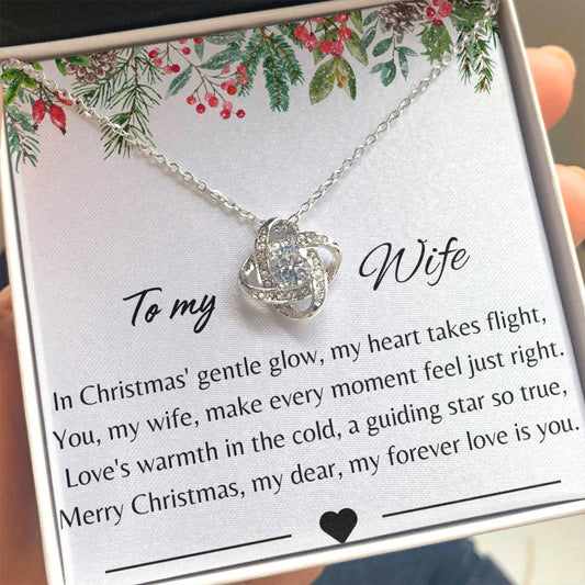 TO MY WIFE MERRY CHRISTMAS - LOVE KNOT NECKLACE