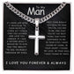 Valentine's Gift For My Man - Artisan Cross Necklace on Cuban Chain