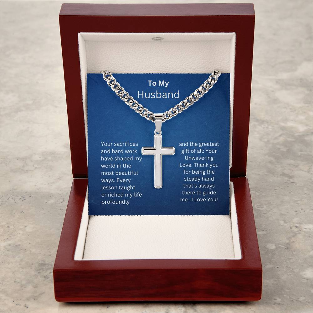 Artisan Cross Necklace w/ Cuban Chain - Your Sacrifices Husband