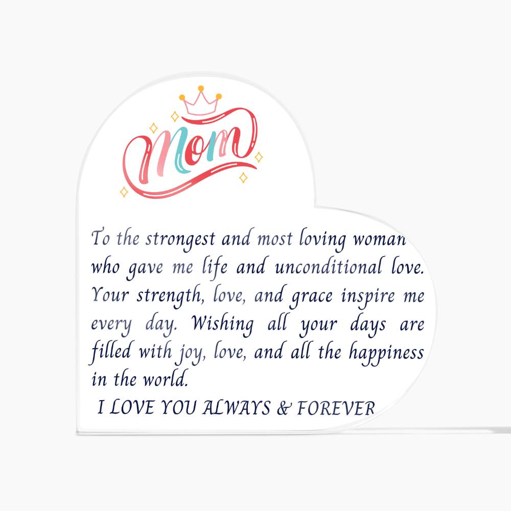 To My Dear Mom Decorative Clear Acrylic Desk Plaque Sign