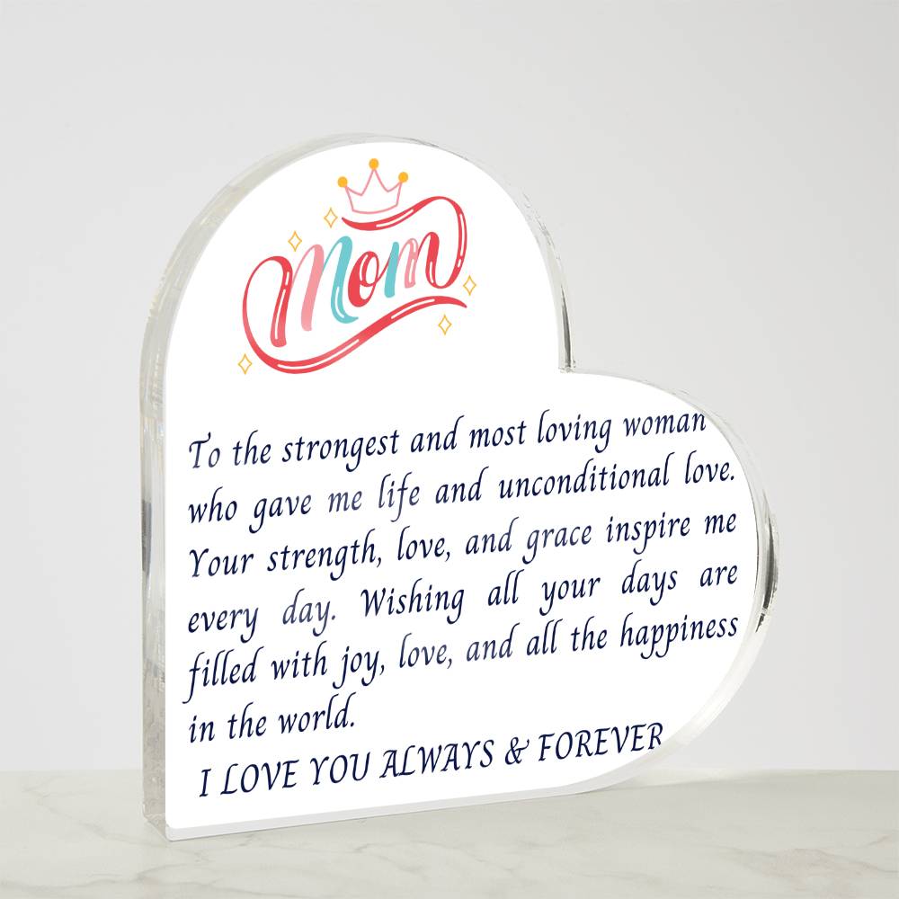 To My Dear Mom Decorative Clear Acrylic Desk Plaque Sign