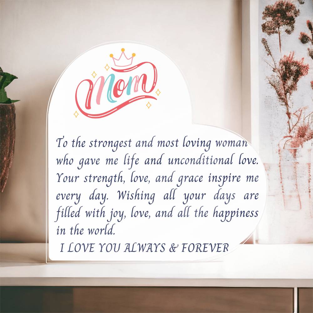 To My Dear Mom Decorative Clear Acrylic Desk Plaque Sign