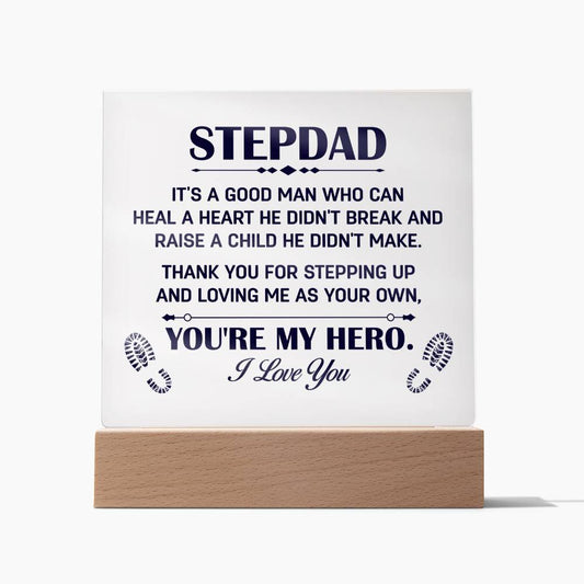 Acrylic Square Plaque - You're my Hero Stepdad