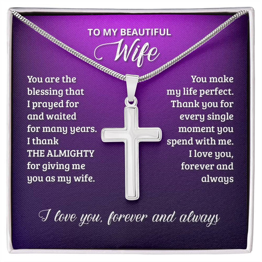 Stainless Cross Necklace - You are the Blessing Wife