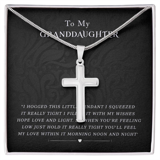 Stainless Cross Necklace - Squeezed Pendant Granddaughter